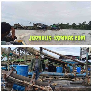 WARNING..!  Warga Bubarkan Lanting Jek PETI Yang Mangkal di Tengah Sungai Kapuas Depan Desa Nanga Sepauk