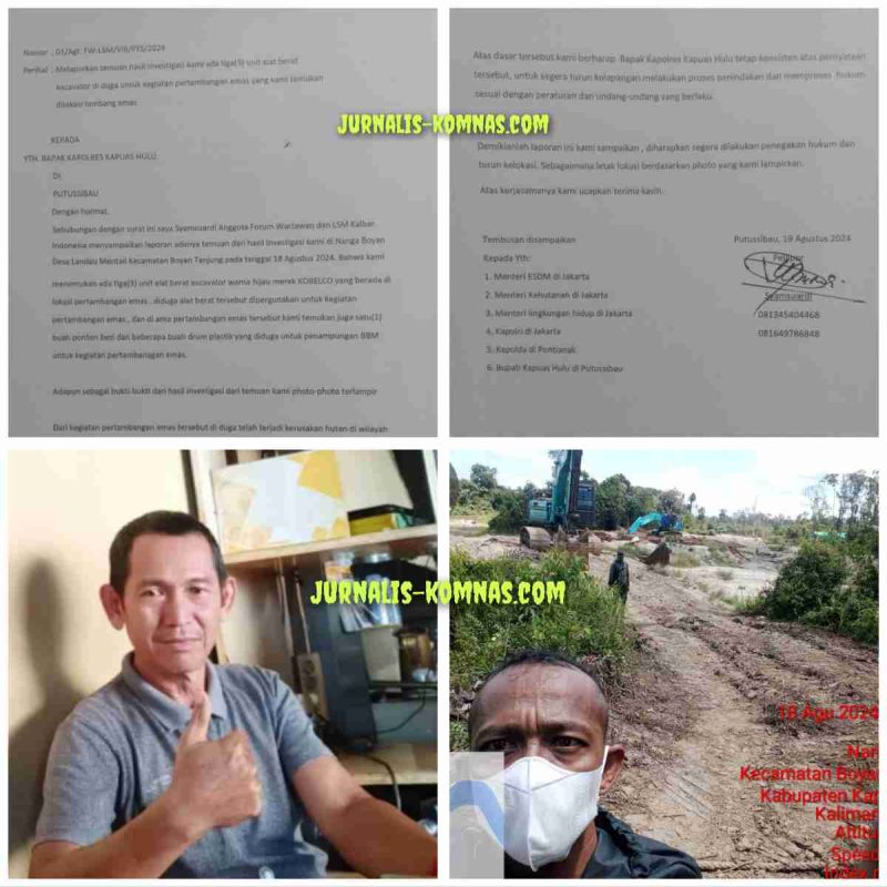 Propam Polda Kalbar Diminta Monitor, Laporan Syamsuardi atas dugaan Excavator Beraktivitas di Pertambangan Emas Ilegal Telah Mengendap 5 Bulan Akan Berproses?, Dede Black dan Cecep Akan Dipanggil Polres Kapuas Hulu Sebagai Saksi