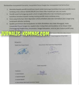 Oknum Kades Nanga Sepauk Diduga Lakukan Praktik Pungli Kepada Para Pemilik Mesin PETI di Dusun Sungai Aur